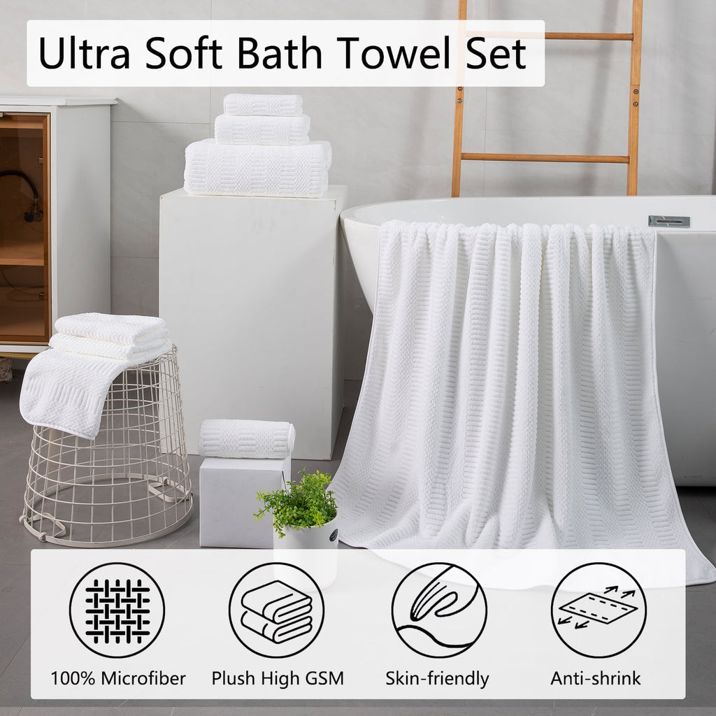 Jessy Home 4 Pack Large Bath Towel Set 600 GSM Ultra Soft Oversized White Towel Set 35"x70" Extra Large Bath Sheets