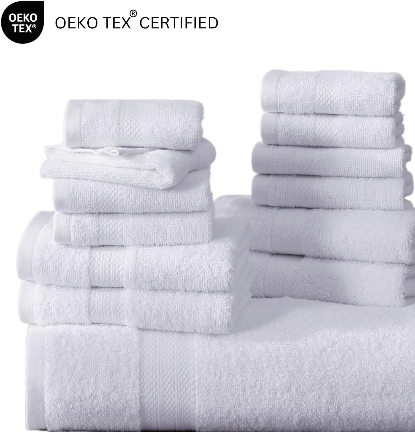 Casa Platino 100% Ring-Spun Cotton Bath Towels Set of 24 - 2 Bath Sheets, 2 Gym Towel, 2 Bath, 4 Fingertip, 6 Hand, 8 Washcloths, Gentle on Body, Quick Dry, Everyday Use – White