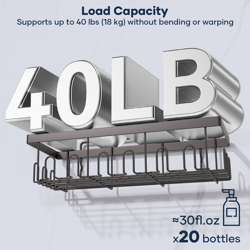 Topritt Shower Caddy 6 Pack, Adhesive Shower Organizer with Soap Holder, Large Capacity, No-Drill Wall Mounted Bathroom Organizer Basket for Bathroom & Kitchen Storage, Black