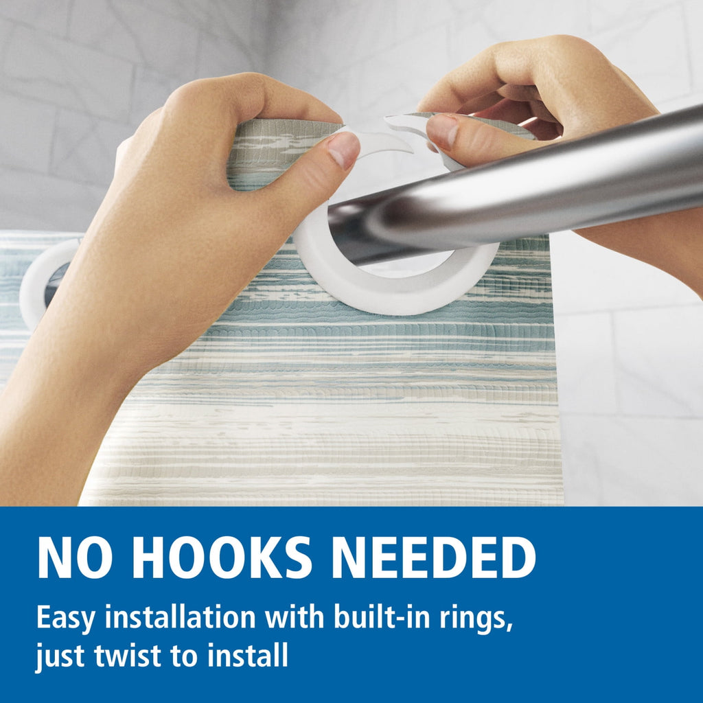 Mainstays Ombre Sweep Easy Hang Hookless Fabric Shower Curtain, 70" x 74", Blue, Green, Taupe