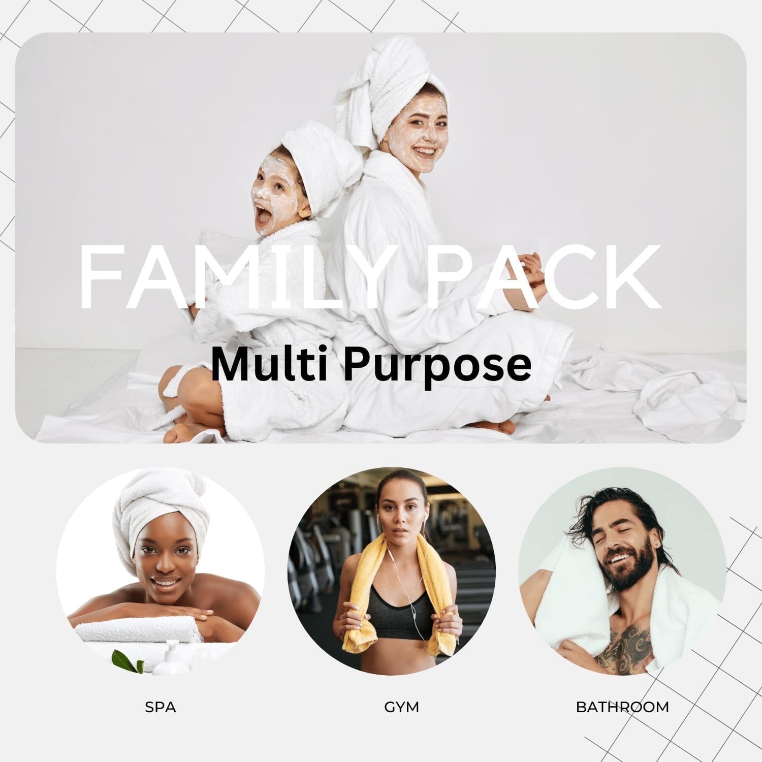 Casa Platino 100% Ring-Spun Cotton Bath Towels Set of 24 - 2 Bath Sheets, 2 Gym Towel, 2 Bath, 4 Fingertip, 6 Hand, 8 Washcloths, Gentle on Body, Quick Dry, Everyday Use – White