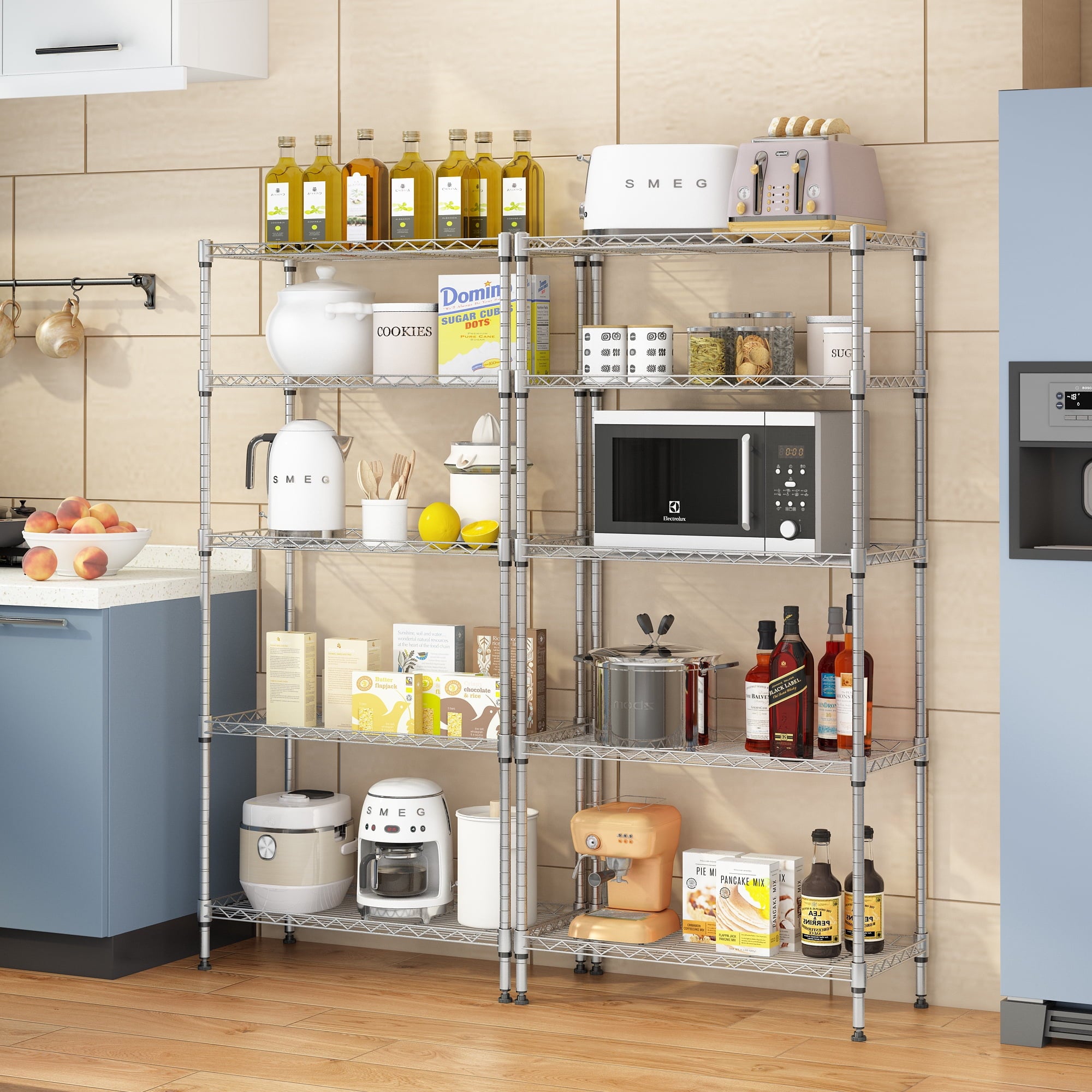 Ktaxon 5-Tier Wire Shelving Unit, Steel Storage Rack for Garage Office Kitchen Silver, 30" W x 14" D x 60" H