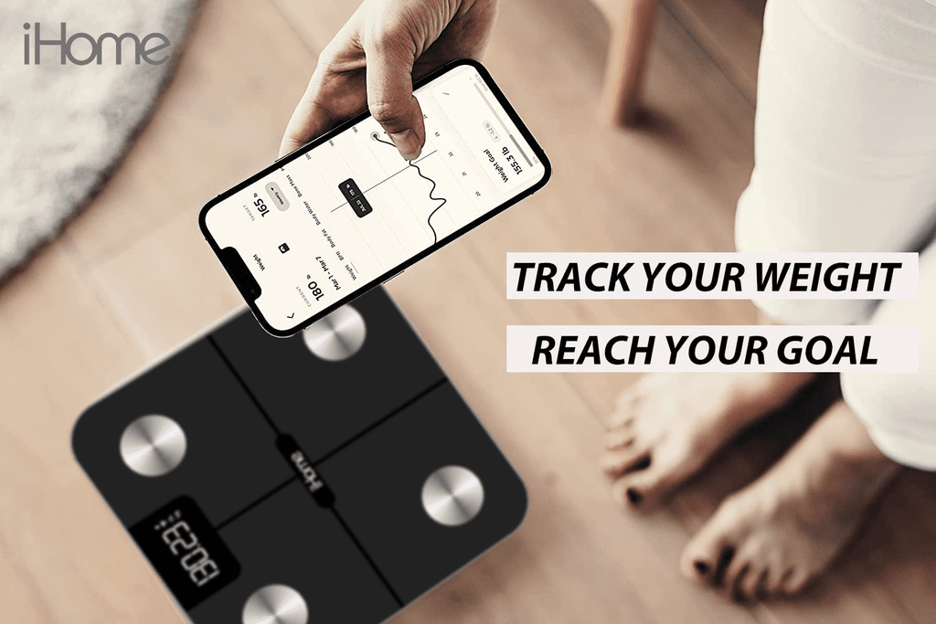 iHome Smart Wi-Fi Digital Battery Powered Bathroom Scale, Body Weight & BMI, 397 lbs with Fit+ Personal Coach App, FSA and HSA Eligible, Black