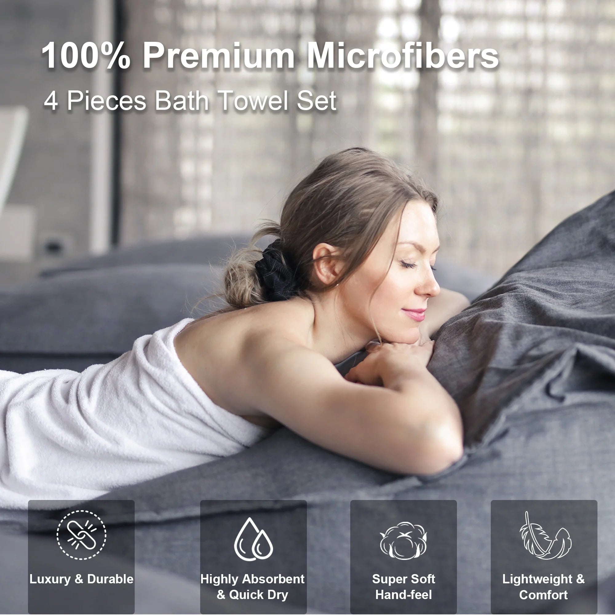 Green Essen 4 Pack Oversized Bath Towel Sets 700 GSM Soft Shower Towels 35 x 70 Inches Quick Dry Bath Sheets Highly Absorbent Bath Towel Clearance for Bathroom Spa Hotel Gym(Dark Grey)