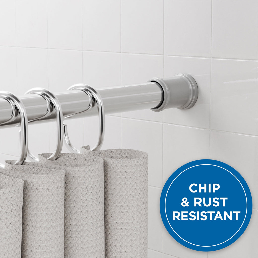 Mainstays Adjustable Tension Shower Curtain Rod, 44" - 72", Easy to Install, No Drilling, Chrome