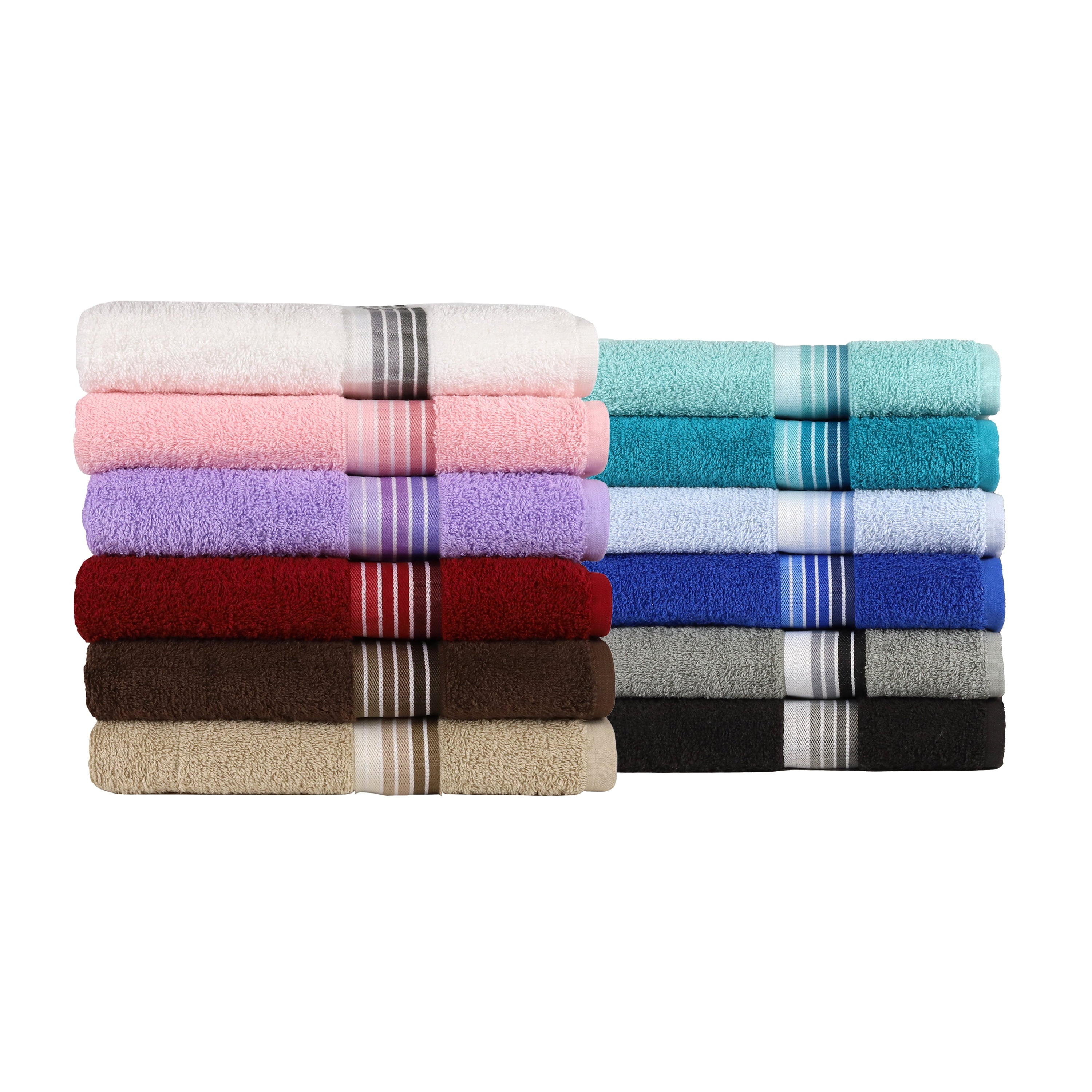 Mainstays Basic Bath Towel, Soft 100%  Cotton and Highly Absorbent Striped Bath Towel, White