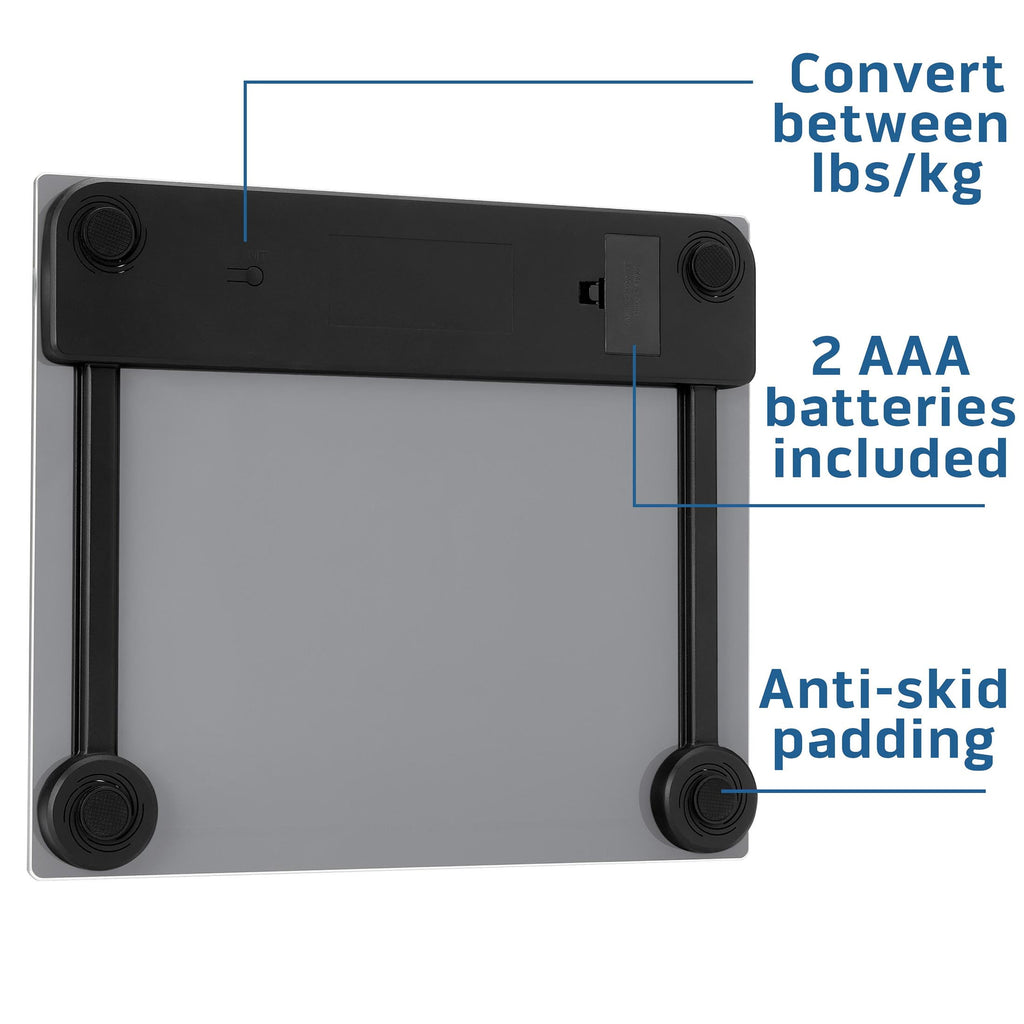Health o meter Extra Wide Platform Digital Bathroom Scale with Advanced Technology, 500 lb Capacity, Grey