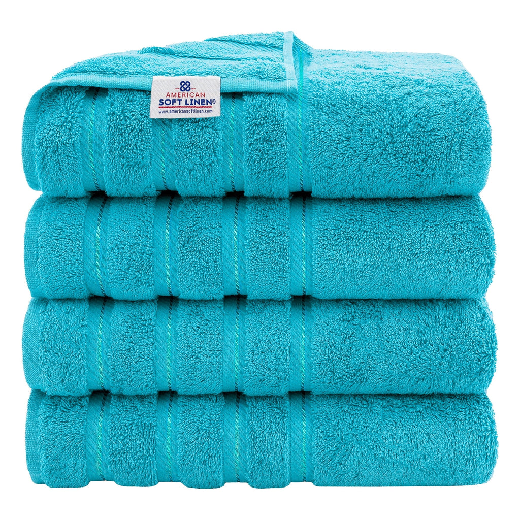 American Soft Linen Turkish 6 Piece Towel Set, 100% Cotton Premium Soft Bathroom Towels, Electric Blue