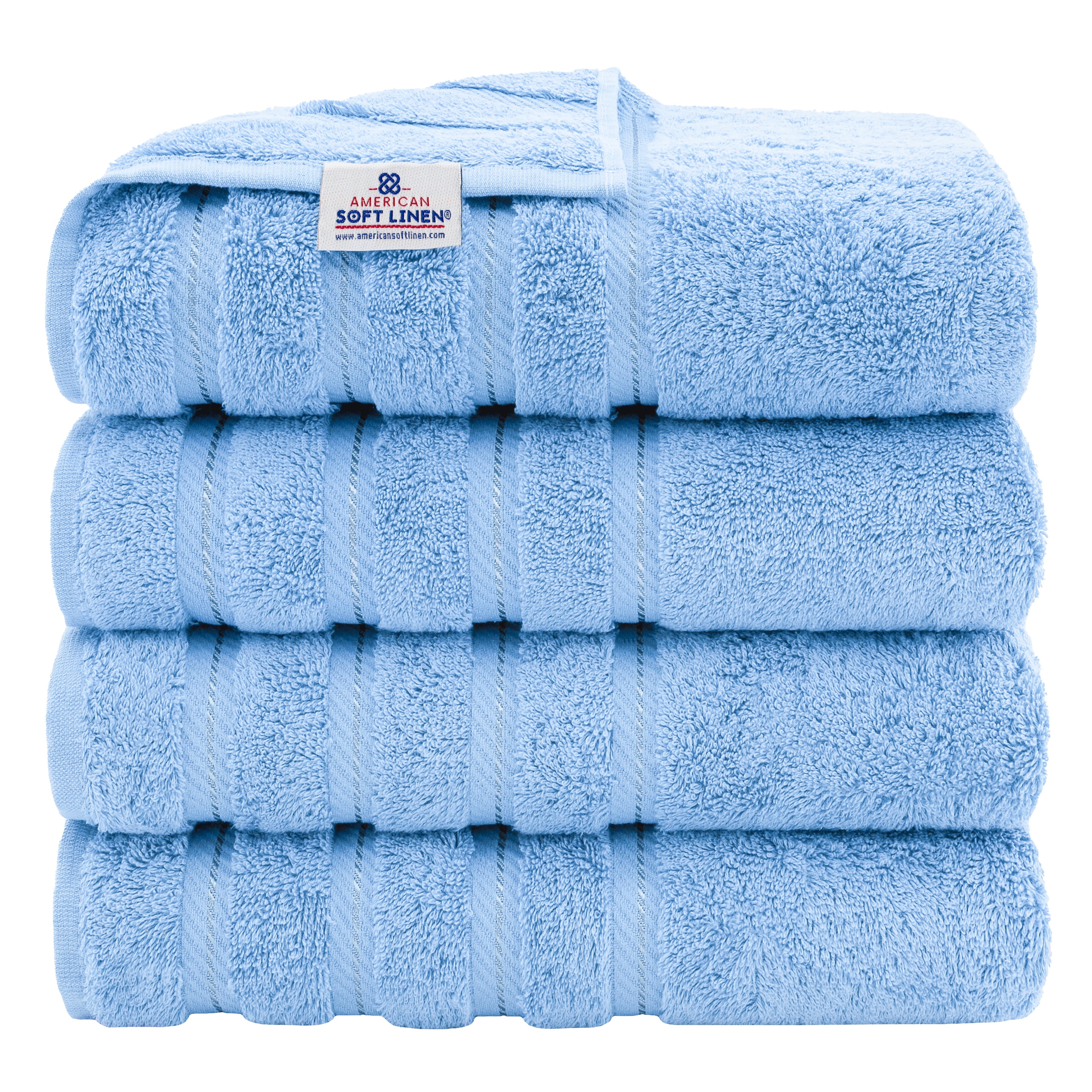 American Soft Linen Turkish 6 Piece Towel Set, 100% Cotton Premium Soft Bathroom Towels, Electric Blue