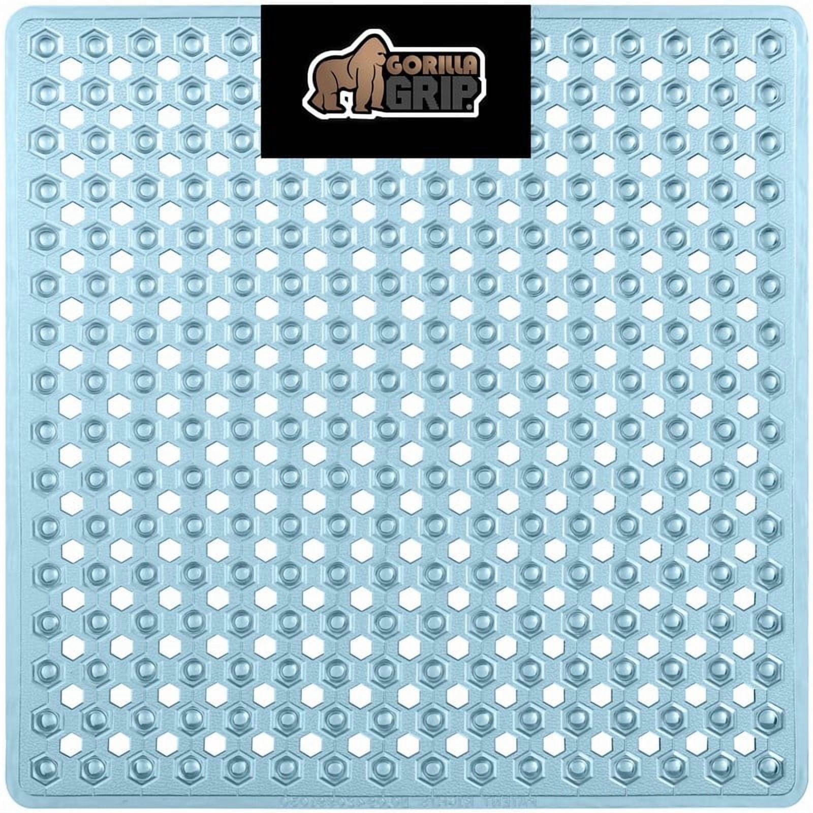 GORILLA GRIP Patented Bath Tub Shower Mat, Machine Washable Bathtub Floor Liner Mats, Suction Cups and Drain Holes to Keep Tubs Clean, Soft on Feet, Bathroom Essentials, 35x16 Inch, Clear