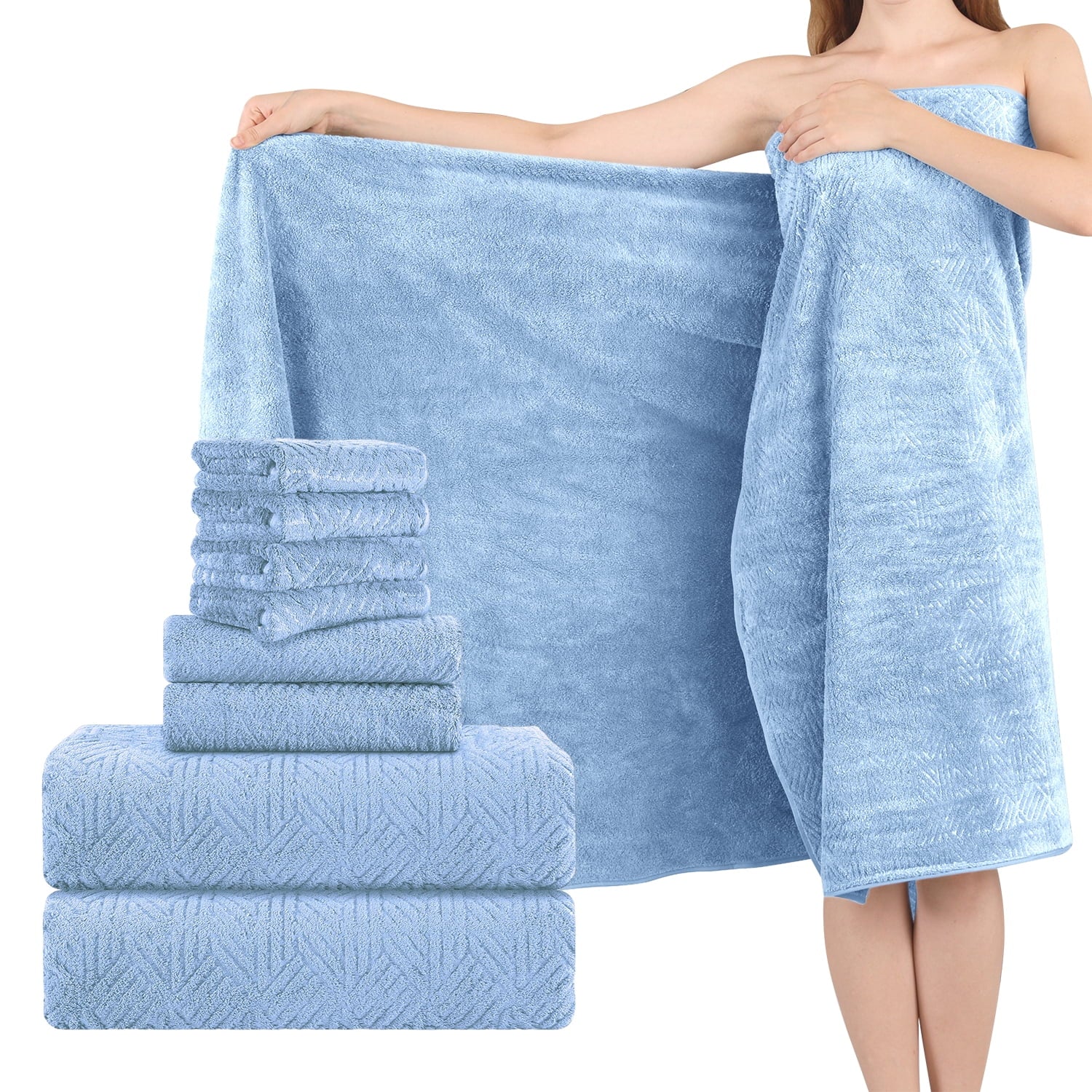 Green Essen 4 Pack Oversized Bath Towel Sets 700 GSM Soft Shower Towels 35 x 70 Inches Quick Dry Bath Sheets Highly Absorbent Bath Towel Clearance for Bathroom Spa Hotel Gym(Dark Grey)