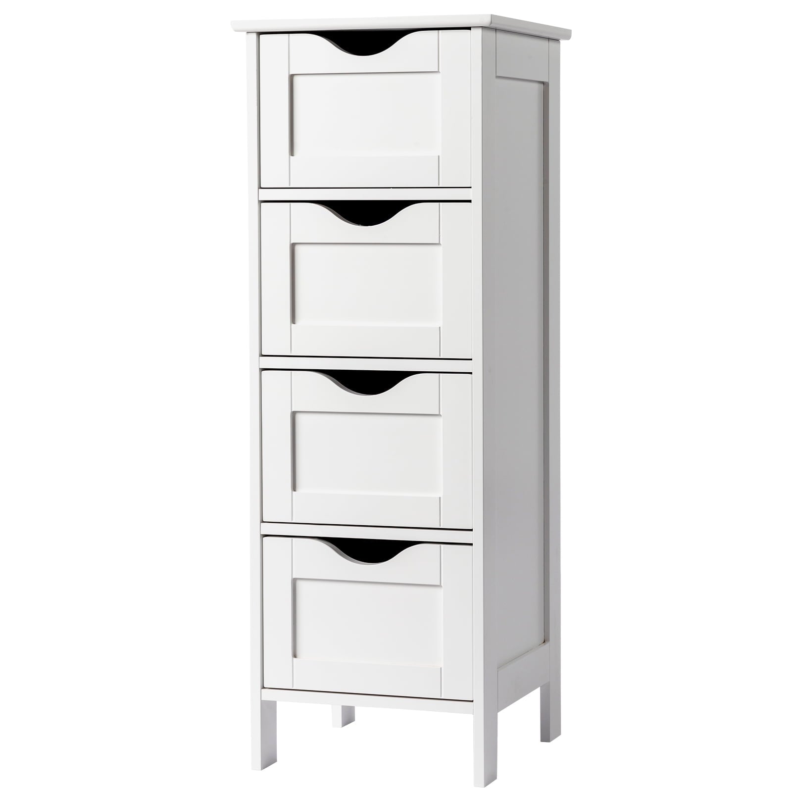Ktaxon Bathroom Floor Storage Cabinet with 4 Drawers, Small Cabinet for Bedroom Kitchen, MDF White
