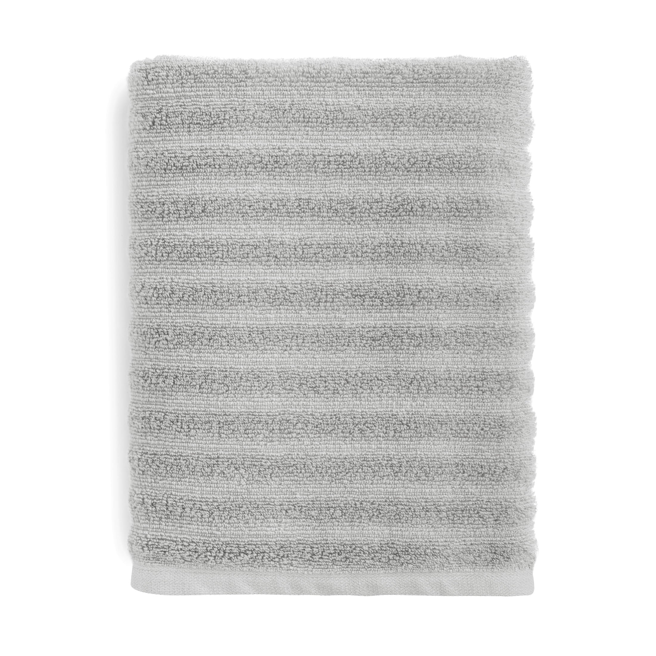 Mainstays Performance Cotton Bath Towel, Super Soft Quick Dry Fade Resistant, Textured Silver