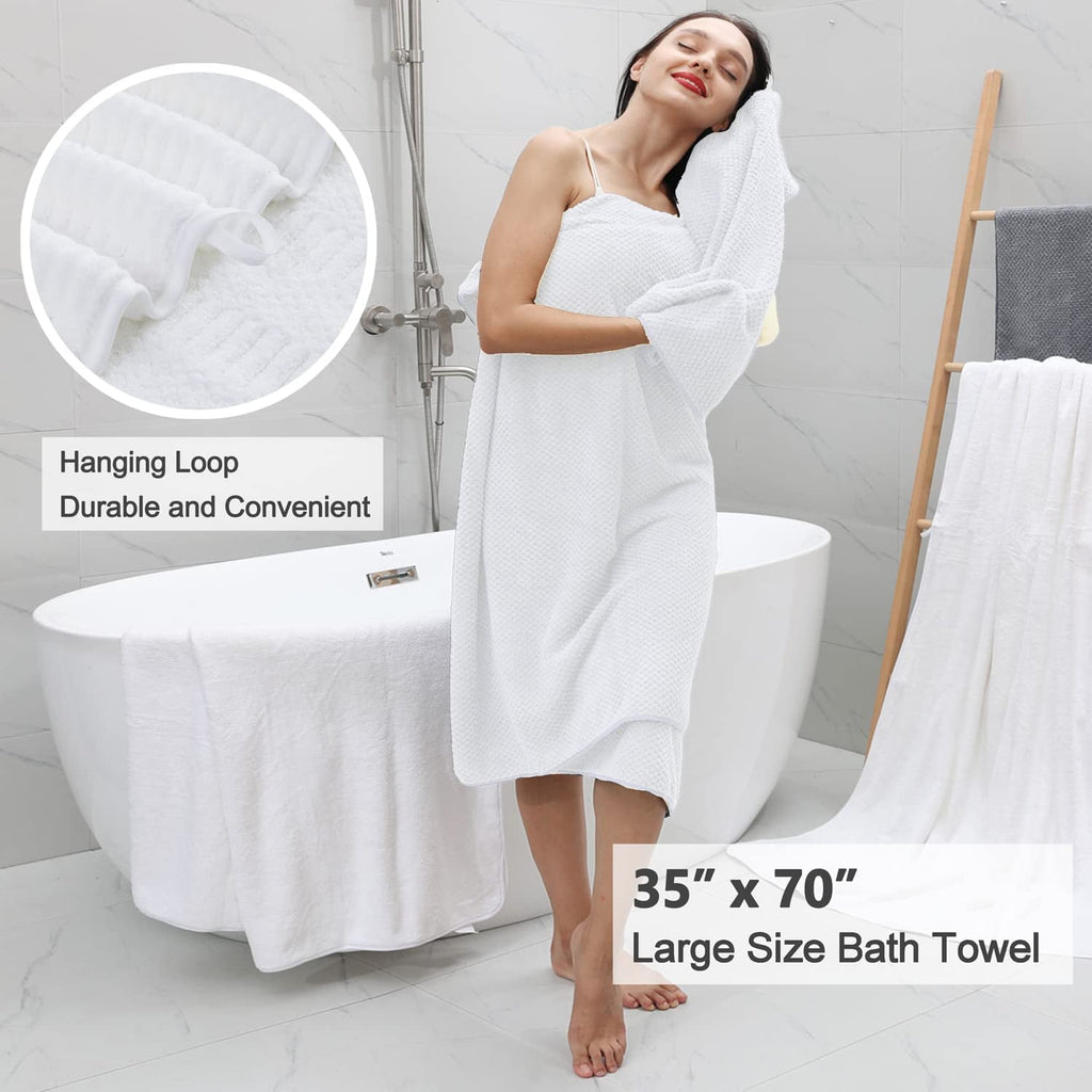 Jessy Home 4 Pack Large Bath Towel Set 600 GSM Ultra Soft Oversized White Towel Set 35"x70" Extra Large Bath Sheets