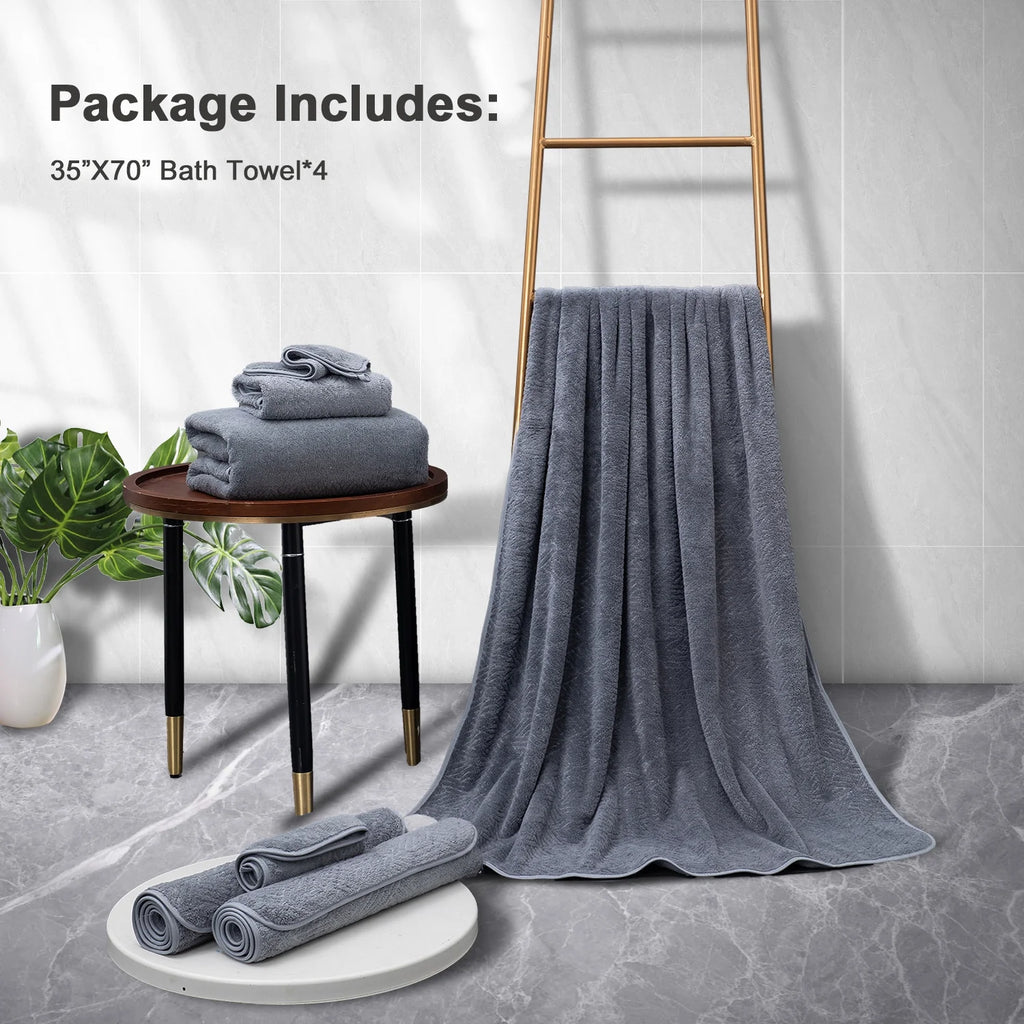 Green Essen 4 Pack Oversized Bath Towel Sets 700 GSM Soft Shower Towels 35 x 70 Inches Quick Dry Bath Sheets Highly Absorbent Bath Towel Clearance for Bathroom Spa Hotel Gym(Dark Grey)
