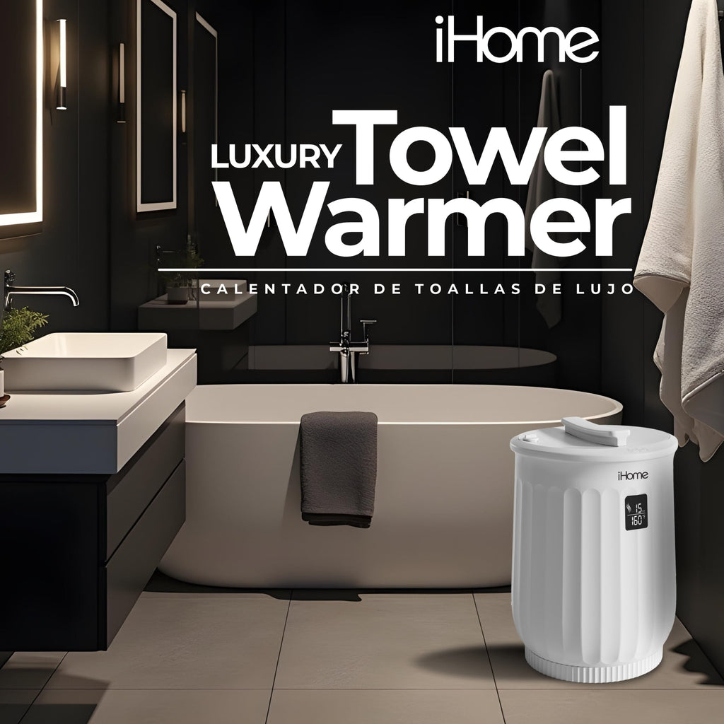 iHome 20L Towel Warmer Bucket with Inner Fragrance Pad Holder 400 W, White Plastic Finish