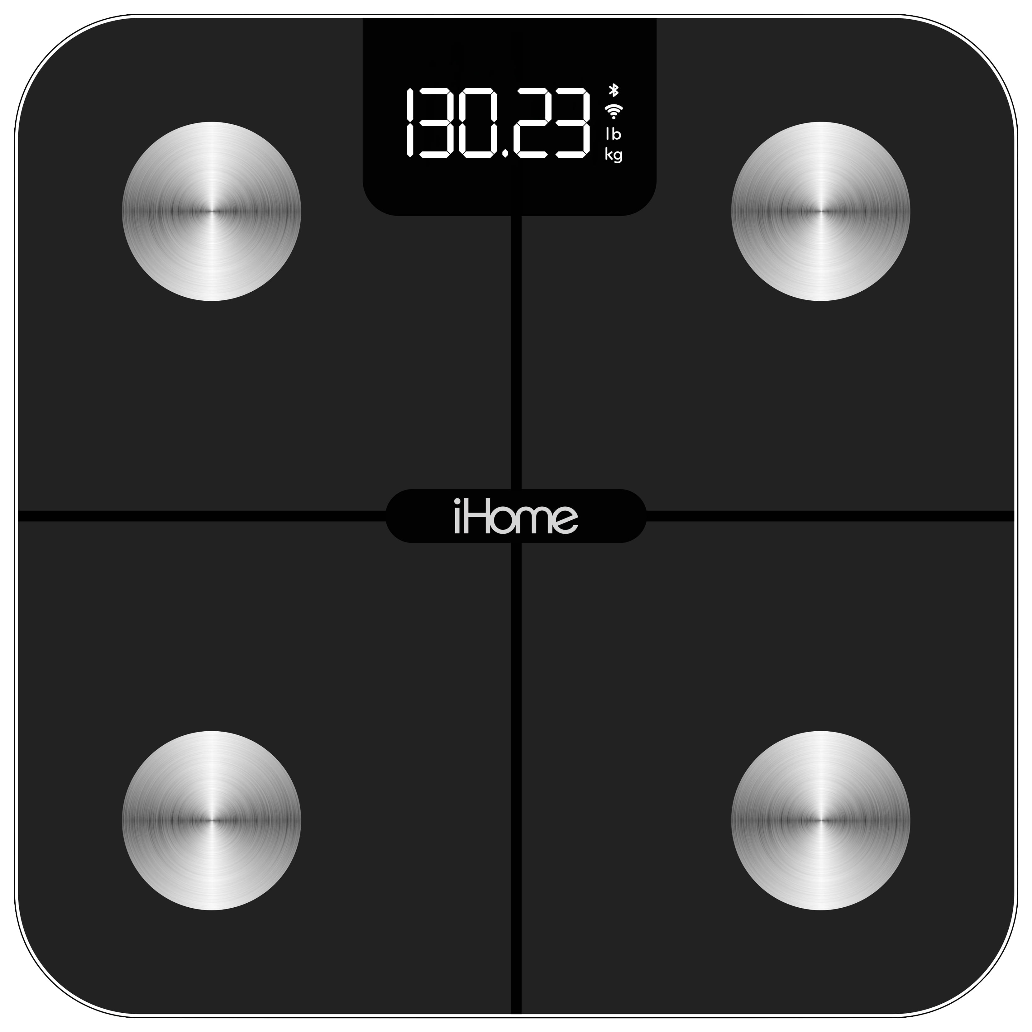 iHome Smart Wi-Fi Digital Battery Powered Bathroom Scale, Body Weight & BMI, 397 lbs with Fit+ Personal Coach App, FSA and HSA Eligible, Black